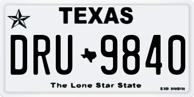 TX license plate DRU9840