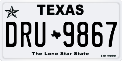 TX license plate DRU9867