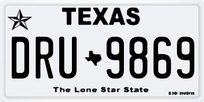 TX license plate DRU9869