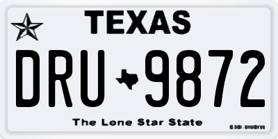 TX license plate DRU9872