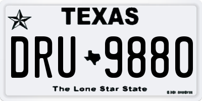 TX license plate DRU9880