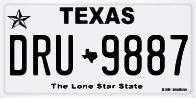 TX license plate DRU9887