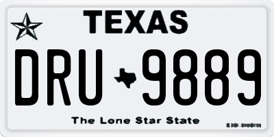 TX license plate DRU9889