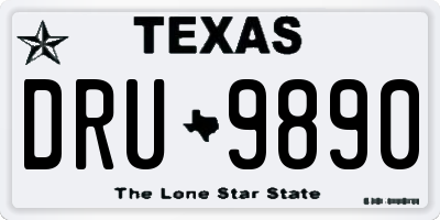 TX license plate DRU9890