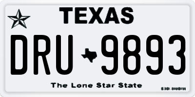 TX license plate DRU9893