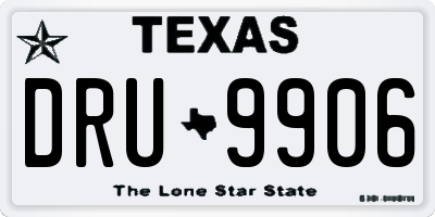TX license plate DRU9906