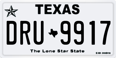 TX license plate DRU9917