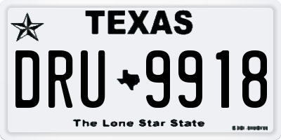 TX license plate DRU9918