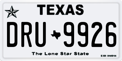 TX license plate DRU9926