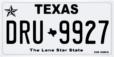TX license plate DRU9927