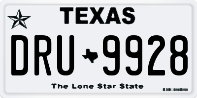 TX license plate DRU9928