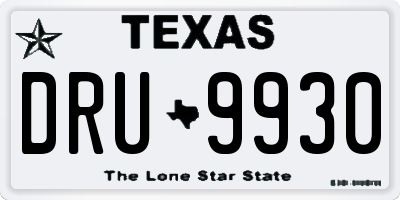 TX license plate DRU9930