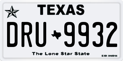 TX license plate DRU9932