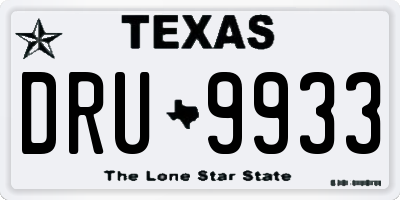 TX license plate DRU9933