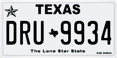 TX license plate DRU9934