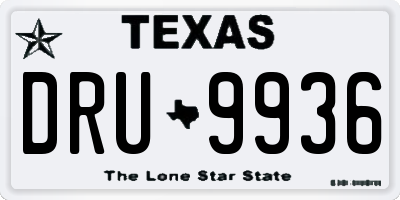 TX license plate DRU9936