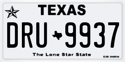 TX license plate DRU9937