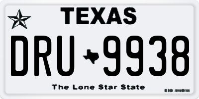 TX license plate DRU9938