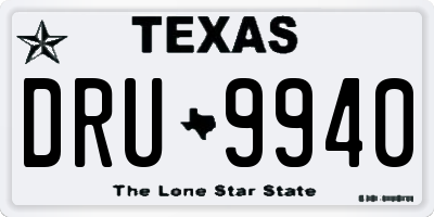 TX license plate DRU9940