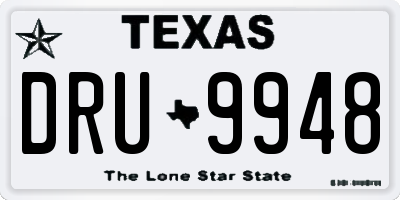 TX license plate DRU9948
