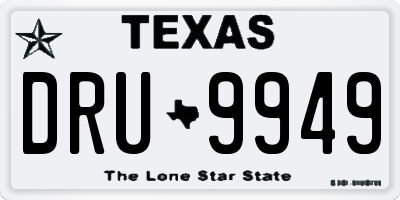 TX license plate DRU9949