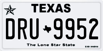 TX license plate DRU9952
