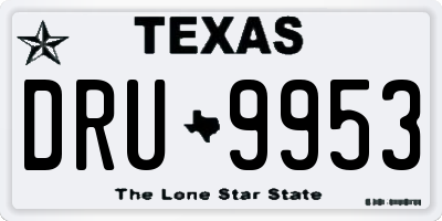 TX license plate DRU9953