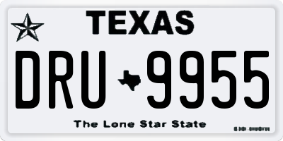 TX license plate DRU9955