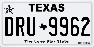 TX license plate DRU9962