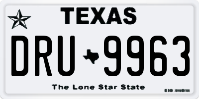 TX license plate DRU9963
