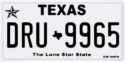 TX license plate DRU9965