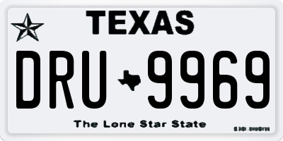 TX license plate DRU9969