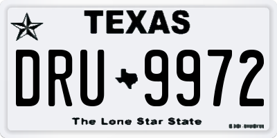 TX license plate DRU9972