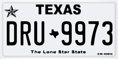 TX license plate DRU9973