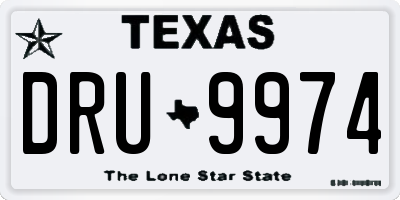 TX license plate DRU9974