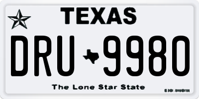 TX license plate DRU9980