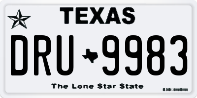 TX license plate DRU9983