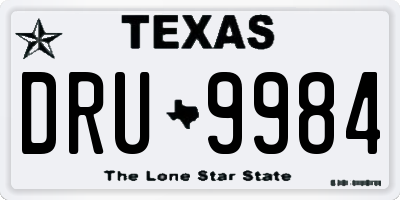 TX license plate DRU9984