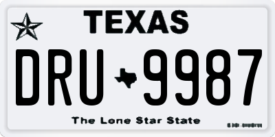 TX license plate DRU9987