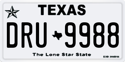 TX license plate DRU9988