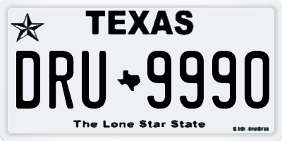 TX license plate DRU9990
