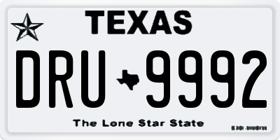 TX license plate DRU9992