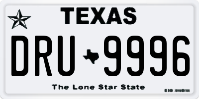 TX license plate DRU9996