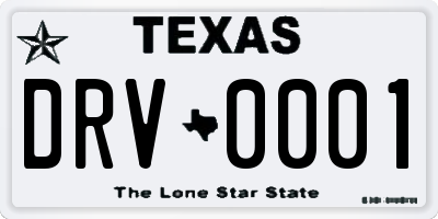 TX license plate DRV0001