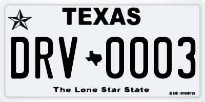 TX license plate DRV0003