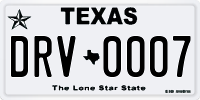 TX license plate DRV0007