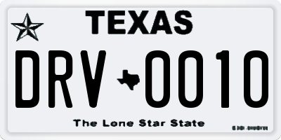 TX license plate DRV0010