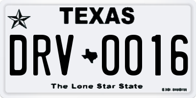 TX license plate DRV0016