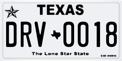 TX license plate DRV0018