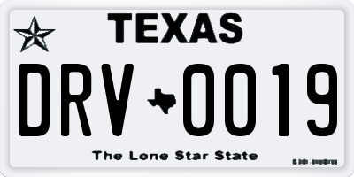TX license plate DRV0019